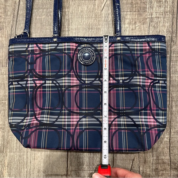Coach Signature Stripe Berry Tartan Tote Y2K - Picture 15 of 16